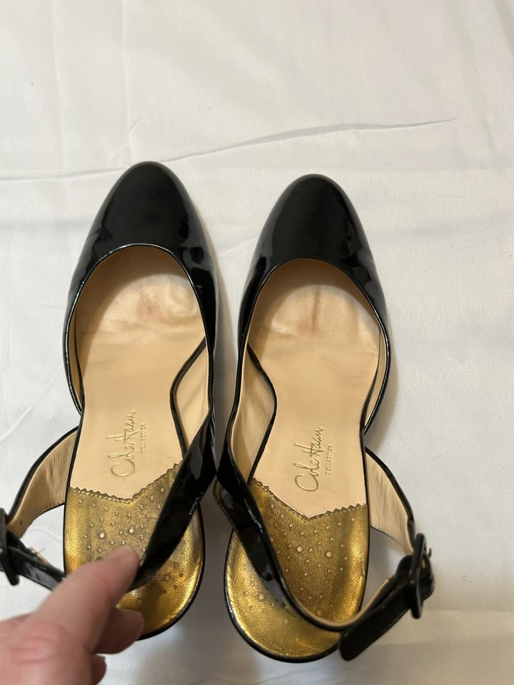 COLE HAAN NIKEAIR - Zapatos de tacón de charol negro con cordones - Talla 9,5 Foto 1 de 4