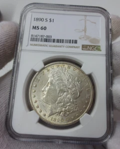 1890-S Morgan Dollar NGC MS60 (Better Date) - Picture 1 of 2