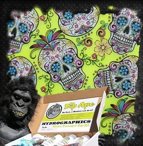 DIP APE VOO DO GREEN SKULLS MADI GRA HYDROGRAPHIC WATER TRANSFER HYDRO DIP KIT - Picture 1 of 12