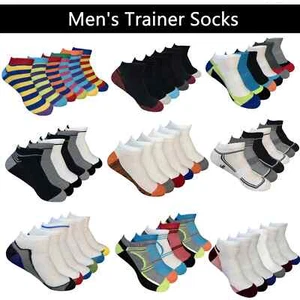 Trainer Socks Mens Cotton Rich Ankle Sports Summer Anti Blister Low Cut UK 6-11 - Picture 1 of 10