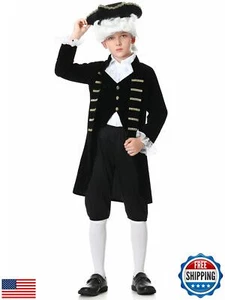 GRAJTCIN Kids Colonial Costume for Boys Historical Halloween George Washingto - Picture 1 of 5