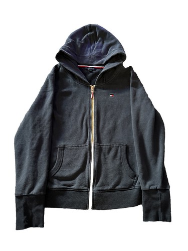 VETEMENTS Tommy Hilfiger maglione donna L blu navy con cappuccio zip intera oro