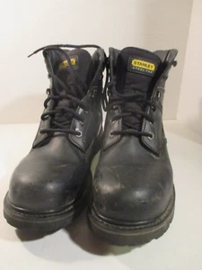 Stanley Mens Size 11 Steel Toe Boots ANSI Z41 PT99 Leather Black EUC - Picture 1 of 7