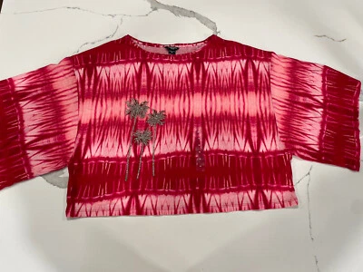 Top corto Guess by Marciano para mujer talla M corbata teñida con cuentas de palma AK107 Foto 1 de 4