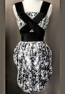Criss Cross Zipper Black White Dress GO International Blouson Cut Retro Target - Picture 1 of 6