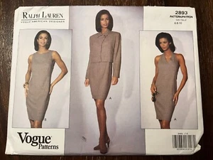 Vogue 2893 SIN CORTAR patrón de costura, chaqueta y vestido Misses, talla 6-10, Ralph Lauren - Imagen 1 de 2
