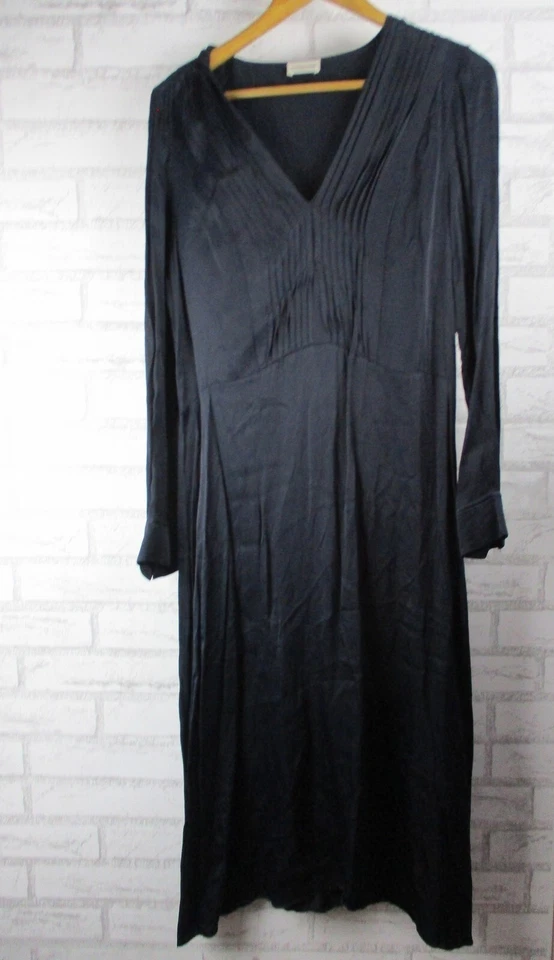 Malene Birger womens maxi dress midnight blue 38 v-neck long sleeve - Image 1 of 4