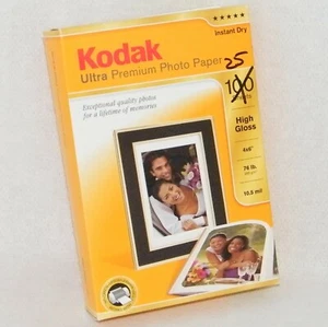 Open Box 25 Sheets Kodak Ultra Premium Photo Paper 4"x6" High Gloss Instant Dry - Picture 1 of 4