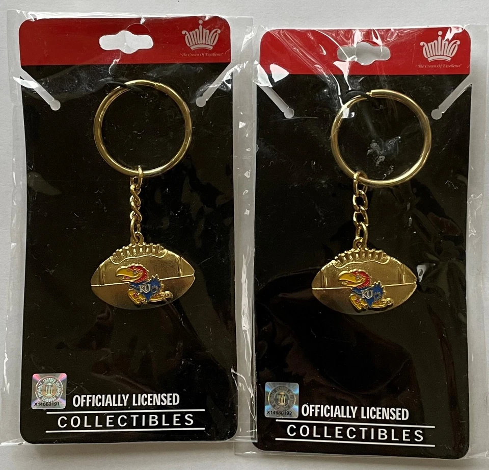 1 par de llaveros de metal tono dorado NCAA Kansas Jayhawks Foto 1 de 1