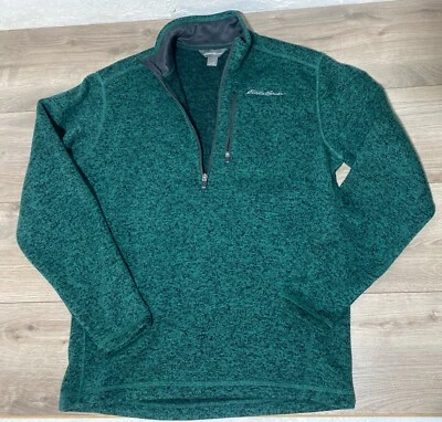 Eddie Bauer Mens Jacket Small Dark Green 1/4 Zip Long Sleeve Outdoor Fleece - Image 1 of 4