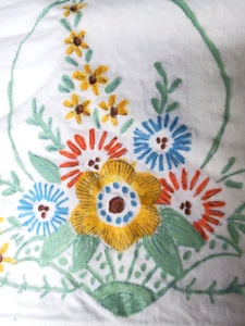 Cannon Embroidered Stitched Muslin Pillowcase Pair Flowers Cottage USA FLAW READ - Picture 1 of 5