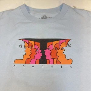 KROOKED Faces Logo Long Sleeve TEE T SHIRT Sz Mens L Streetwear - Picture 1 of 4