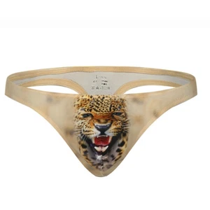 3Pack Thong Sexy T Back Animal Printed Men Underwear U Convex Low-rise Briefs - Picture 1 of 17