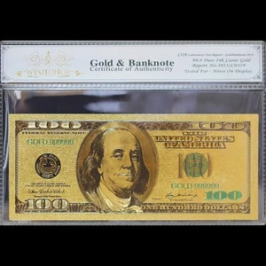 Gold 2009 $100 One Hundred Dollars Banknote Collectible with Bag & Certificate - Picture 1 of 2