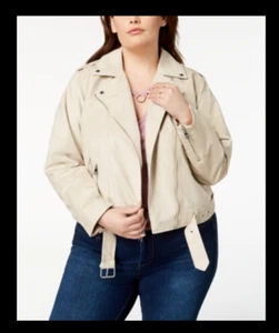 Levi's Plus Size Faux-Suede Belted Moto Jacket Women's Sand Tan Beige 2X XXL - Picture 1 of 6