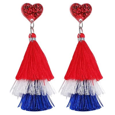 Pendientes colgantes con borla bandera americana para mujer 4 de julio regalo del Día de la Independencia Foto 1 de 4
