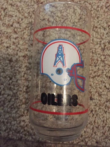 Vintage Houston Oilers Drinking Glass Cup Tumbler NFL Football 12oz Mobil Oil Cover