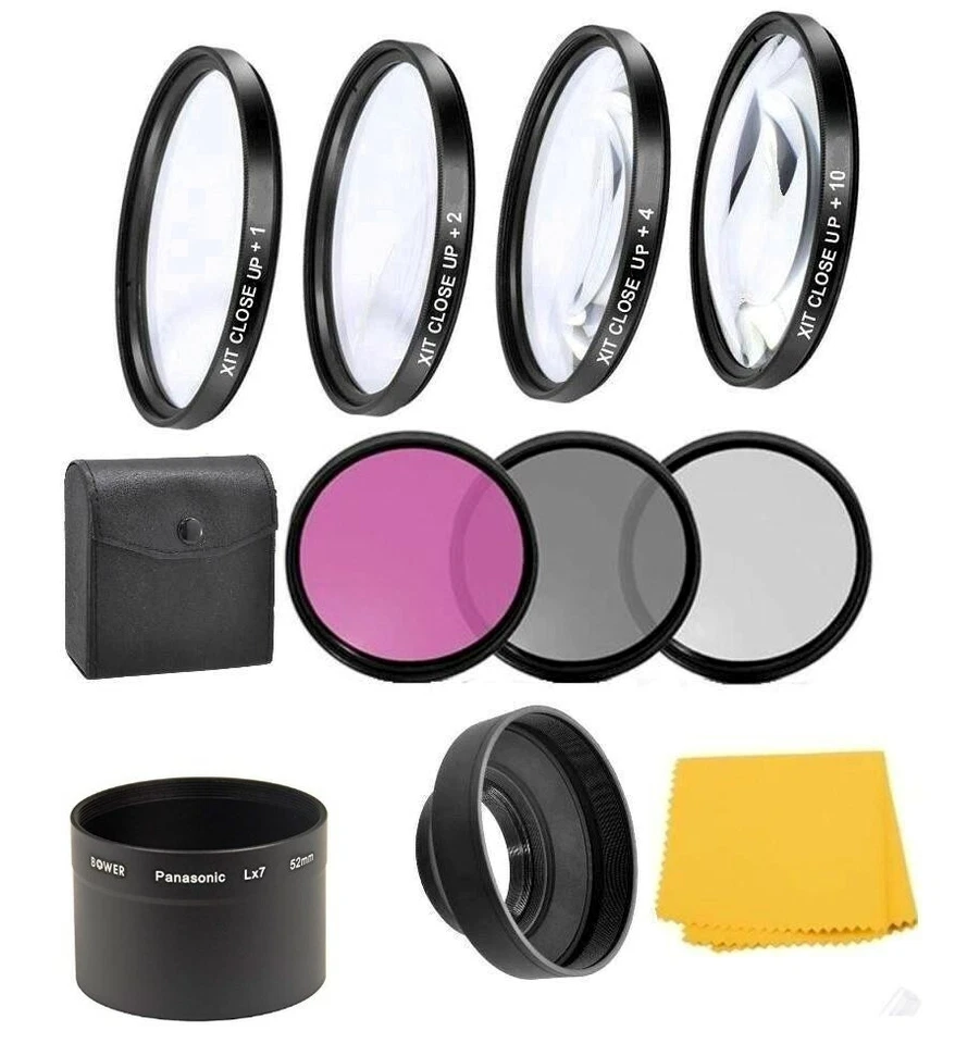 4Pc Macro Close-up Filter Kit & UV-CPL-FLD Filter, Hood For Panasonic DMC-LX7 - Image 1 of 4