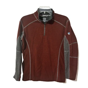 KUHL boy Sweater Burgundy Large Solid Kashmira Revel 1/4-Zip Long Sleeve - Picture 1 of 9