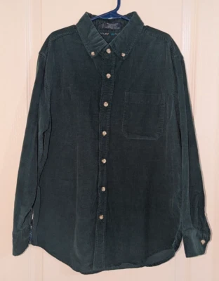 Camisa IZOD verde oscuro manga larga pana abotonada para niños talla M 10-12 Foto 1 de 4