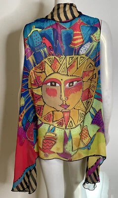 Chaleco de Gasa Estampado Sol Multicolor S M Perro Gato Gente Sin Mangas Foto 1 de 4