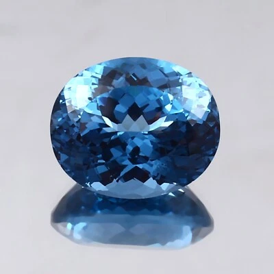 AAA Natural Flawless Santa Maria Aquamarine Loose Oval Gemstone Cut 16x14 MM - Image 1 of 4