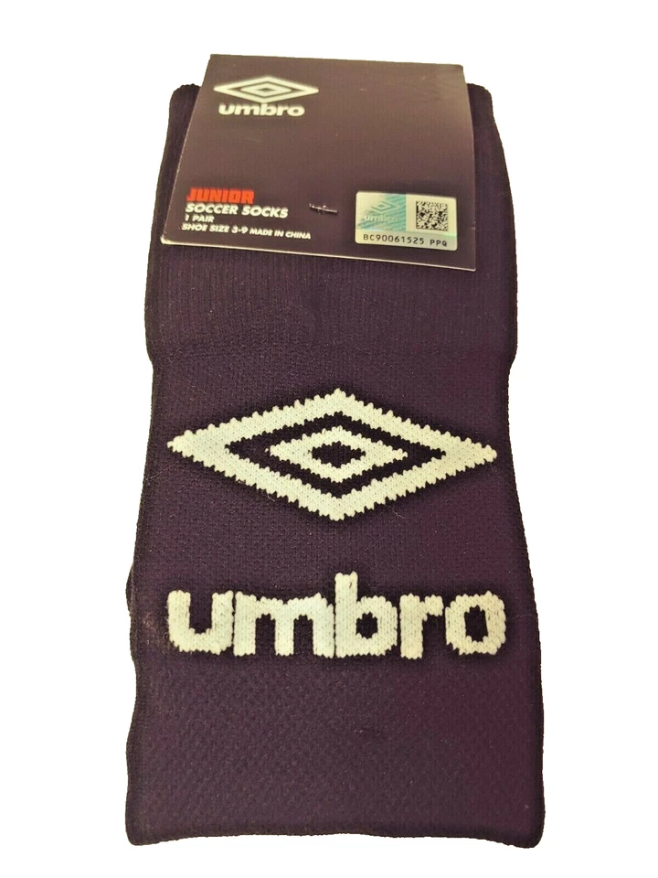 Umbro Junior Soccer Socks Shoe Size 3-9 Black White 1 Pair
