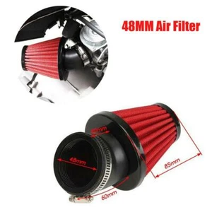 Red 48mm 45° Bend Air Intake Filter with Adjustable Clamp for Motorcycle Bike - Picture 1 of 12