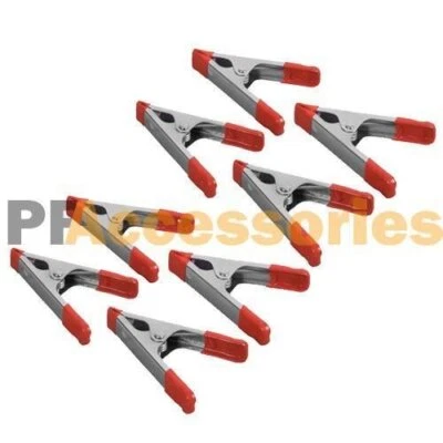 8x 4 inch Metal Spring Clamps w/ Rubber Tips Tool 8 Pcs Lot 4" Steel Red - Image 1 of 2