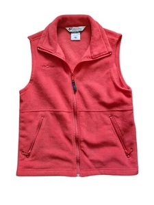 COLUMBIA SIZE YOUTH Small 10/12 FLEECE VEST Red Zipped Pockets Embroidered Logo - Picture 1 of 3