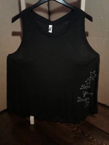 XHILARATION WOMEN GRAPHIC TANK TOP BLACK LIVE YOUR DREAM - Picture 1 of 5