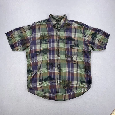 Vintage Jansport Lake Shirt Men’s XL Plaid Duck Wilderness Print S/S Button Up - Image 1 of 4