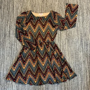 GB Girls Long Sleeve Dress Geometric Print Party Casual Kids Size 12 - Picture 1 of 8