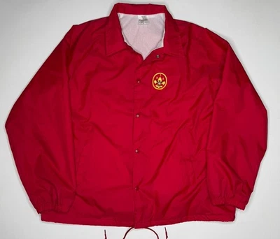 复古 BSA 美国童子军红色教练风衣夹克美国 XL — 第 1/4 张图片