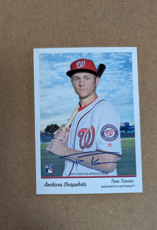 2016 Topps Archives Snapshots Card AS-TT Trea Turner Rookie Signed Auto /205 - Image 1 of 2