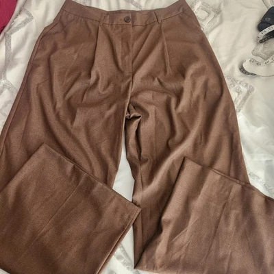 Pantalones Worthington Mujer 16 Marrón Plisado Pantalón Pierna Carrera Foto 1 de 4