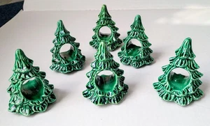 Anillos porta servilletas vintage de cerámica para árbol de Navidad 6 piezas de pino verde - Imagen 1 de 5