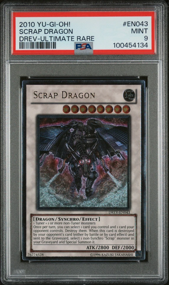 2010 YUGIOH DREV-EN043 SCRAP DRAGON ULTIMATE RARE PSA 9 MINT #100454134 - Image 1 of 2