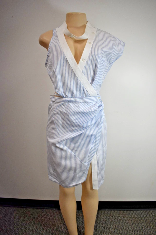 Vestido de Cóctel Alexander Wang Azul/Blanco Algodón Rayas TALLA 6 EE. UU. En Oferta mn Foto 1 de 4