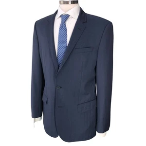 Hugo Boss Suit Jacket Mens 42L Navy Wool Two Button Single Vent Classic Tailored - Picture 1 of 22
