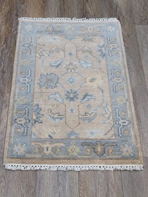 Bohemian Oushak Rug, Oushak Turkish Rug, Hand Made Contemporary Rug, 2x3Ft - Image 1 of 4