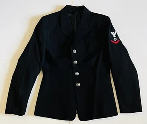 US Navy Army Women's Jacket Military Uniform Blazer W/Patches Black Size 12MR - Picture 1 of 12