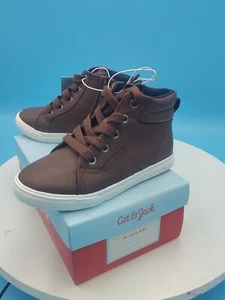 Cat & Jack Brown Casual Zip Up Ankle Boots Boy's Toddler Mateo Sneakers Size 10 - Picture 1 of 24