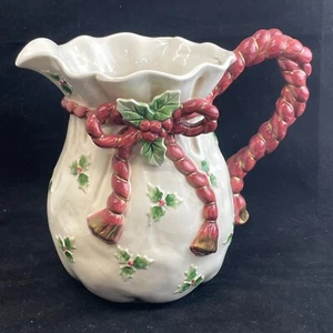 Bolso de Papá Noel del Viejo Mundo Fitz & Floyd Holly Pitcher estampado F.F. 1990 2 cuartos - Imagen 1 de 18
