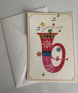 NUEVA tarjeta de felicitación y sobre nota musical Hallmark “Thank You” (en blanco por dentro) - Imagen 1 de 4