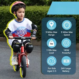 Kids Electric Balance Bike Adjustable Seat & Colorful LED Lights & Music Player - Picture 1 of 6