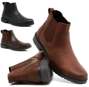 Botas al tobillo Chelsea de cuero burocrático inteligentes informales distribuidor zapatos de trabajo talla - Imagen 1 de 10