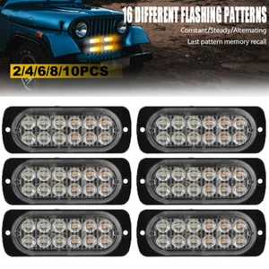 2/4/6/8/10X 12 LED Ámbar Blanco Baliza de Emergencia Advertencia Peligro Barra de Luz Estroboscópica - Imagen 1 de 17