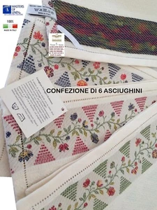 6 CANOVACCI ASCIUGHINI tessuti a telaio lino cotone punto a giorno CM. 76 X 56 - Picture 1 of 12