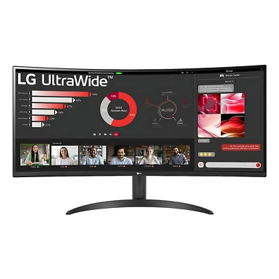 LG UltraWide 34WR50QK 34" VA WQHD 100Hz Curved Monitor 34WR50QK-B.AEK - Image 1 of 4